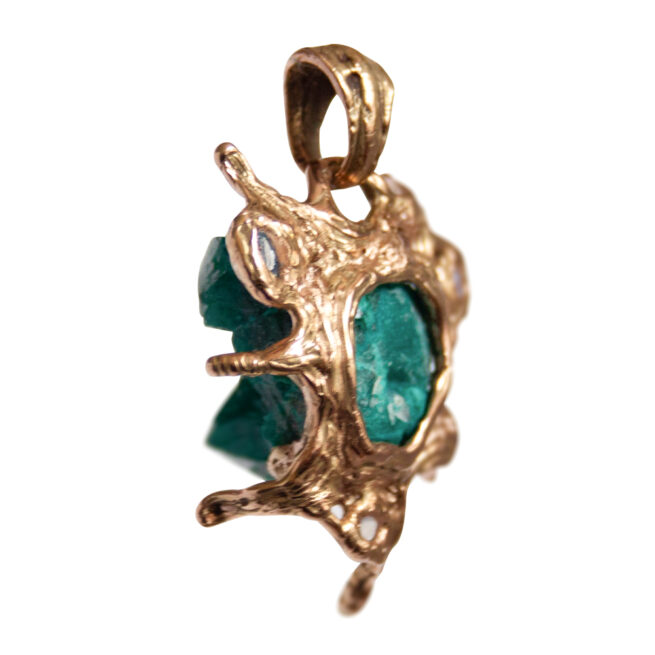 Pendentif Or 18K Dioptase Pierre de Lune – Image 6