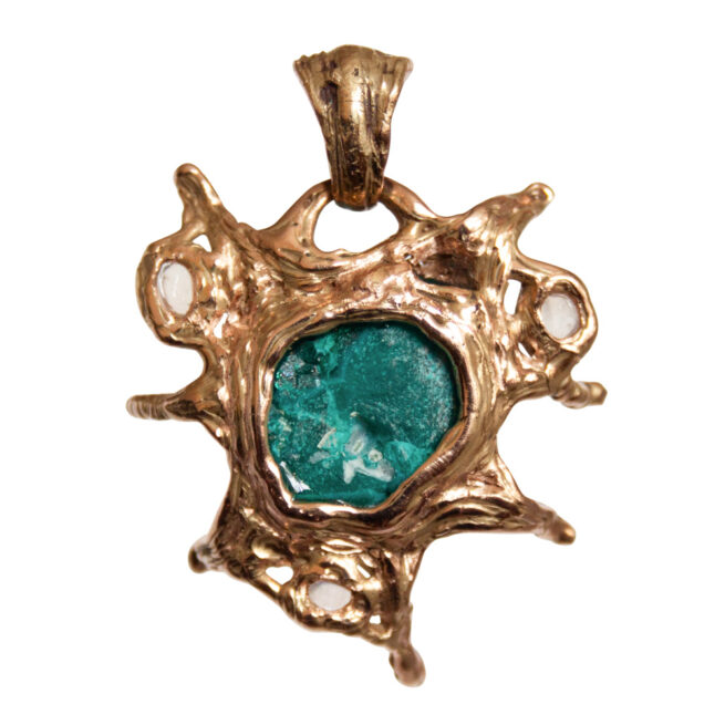 Pendentif Or 18K Dioptase Pierre de Lune – Image 7