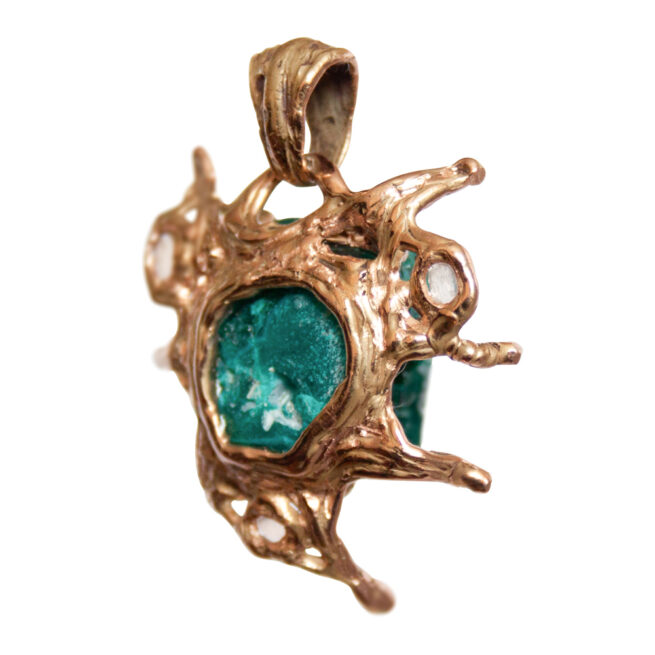 Pendentif Or 18K Dioptase Pierre de Lune – Image 5