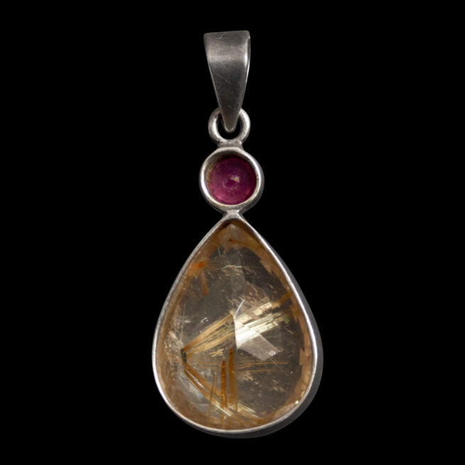Rutilated Quartz Ruby Silver Pendant - Image 4