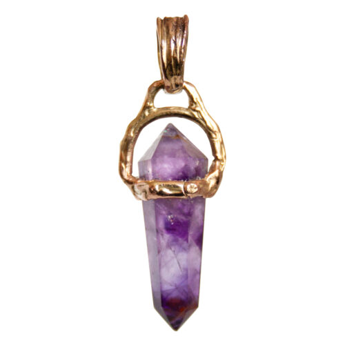 18K Gold Double-Terminated Amethyst Pendant