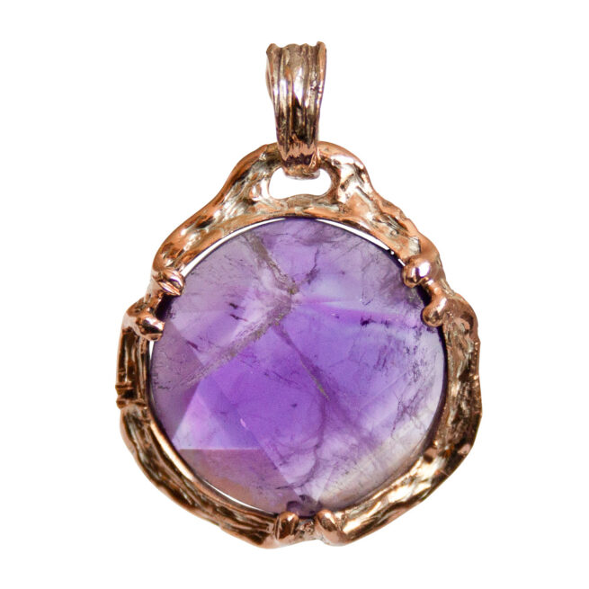9K Gold Amethyst Star of David Pendant - Image 3
