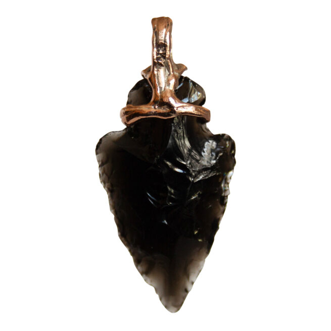 9K Gold Black Obsidian Arrowhead Pendant