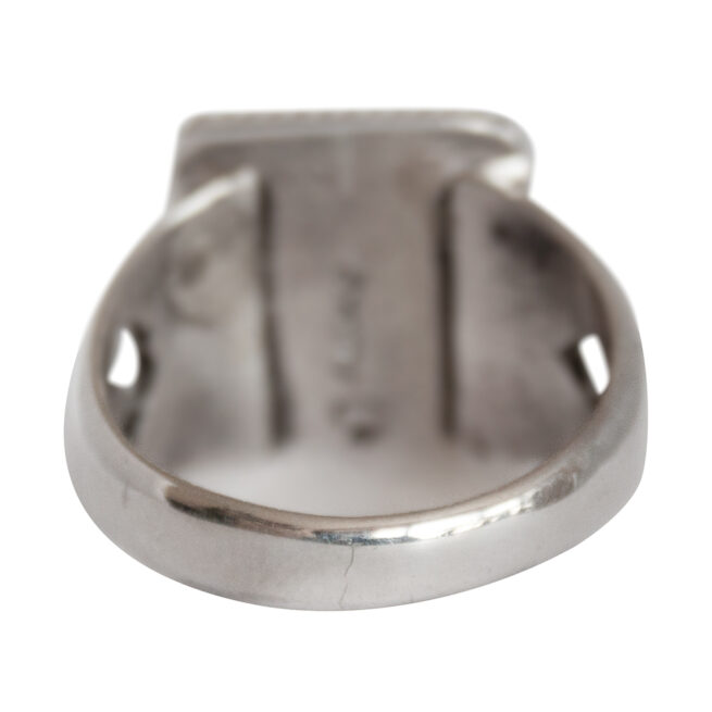 Bear Diamond Motif Rectangular Black Ring - Image 4