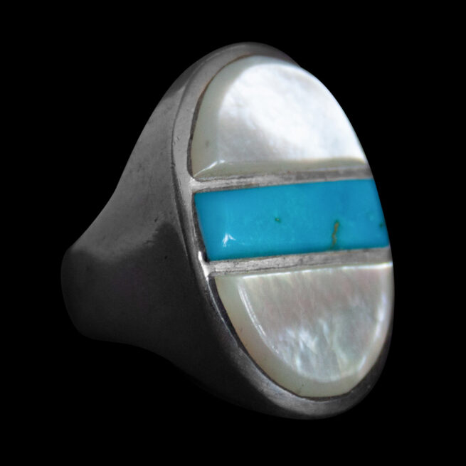 Blue White Zuni Signet Ring - Image 2