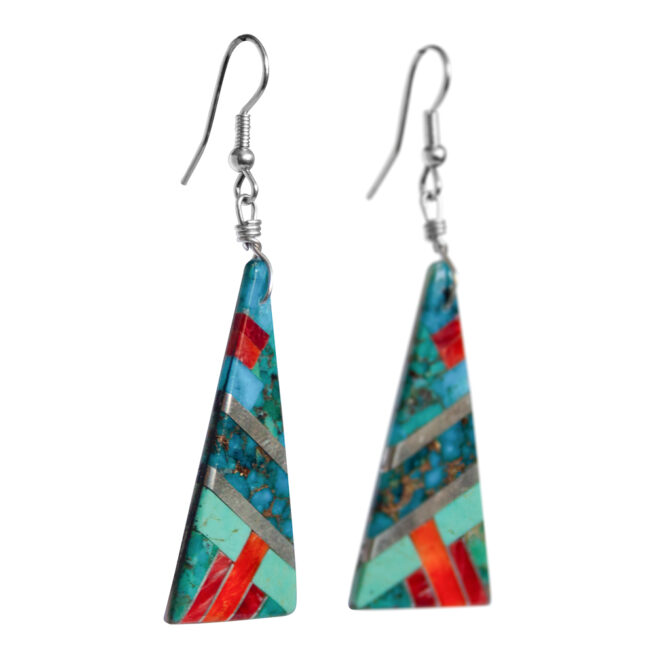 Daniel Coriz Inlay Triangular Earrings - Image 2
