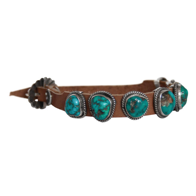 Gender Neutral Leather Turquoise Bracelet – Image 2