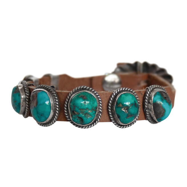 Gender Neutral Leather Turquoise Bracelet – Image 3
