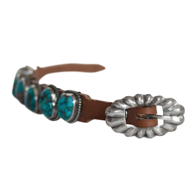 Gender Neutral Leather Turquoise Bracelet – Image 4