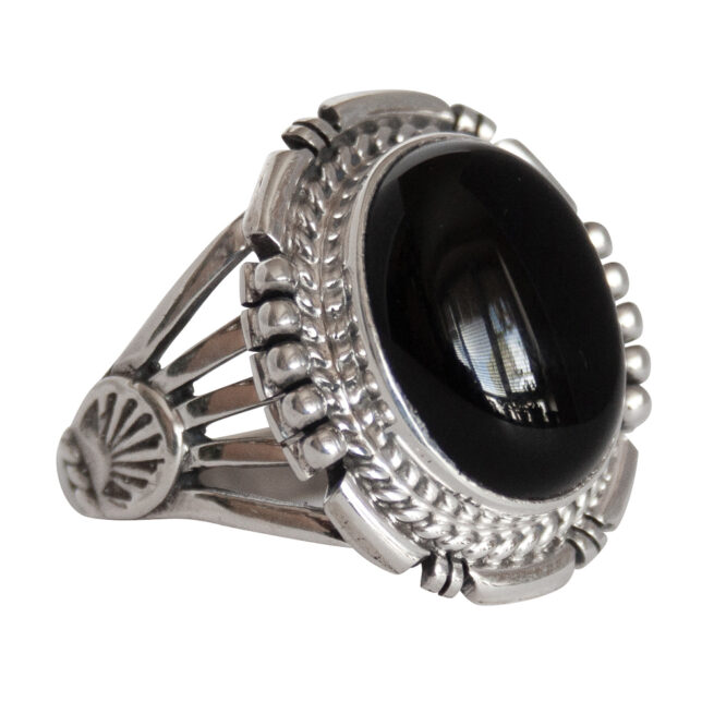 Bague Ovale Jais Argent Sterling – Image 2