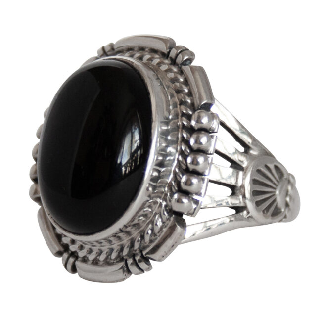Bague Ovale Jais Argent Sterling – Image 3