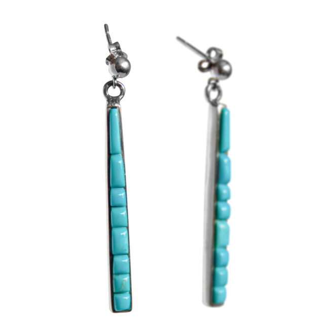 Kingman Turquoise Zuni Earrings - Image 2
