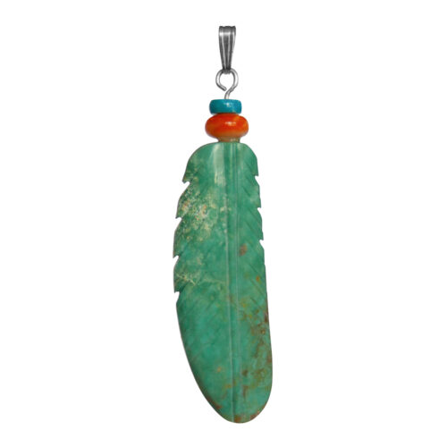 Native American Turquoise Feather Pendant