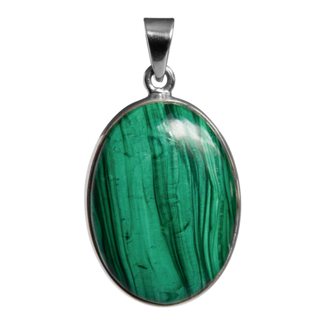 Oval Malachite Silver Necklace