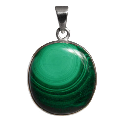 Round Malachite Silver Pendant