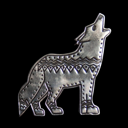 Silver Wolf Pin Brooch