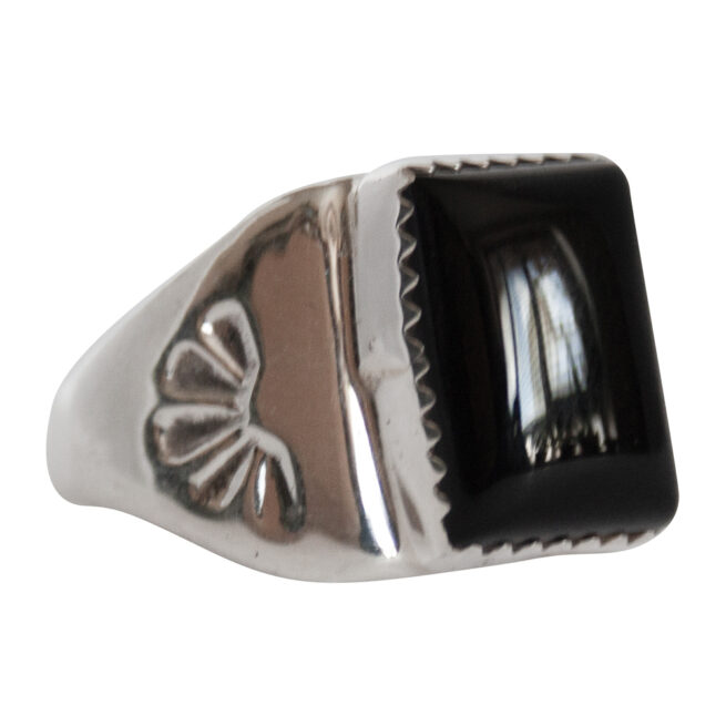 Sunrise Motif Rectangular Black Ring - Image 2