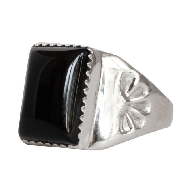 Sunrise Motif Rectangular Black Ring - Image 3