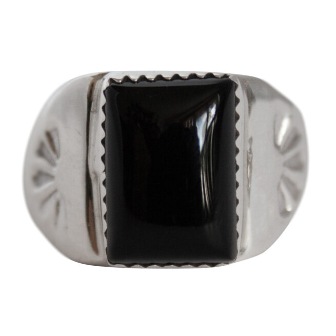 Sunrise Motif Rectangular Black Ring