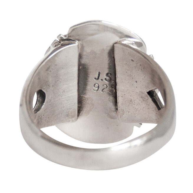 Bague Ovale Noire Motif Diamant Soleil – Image 4