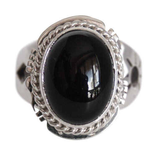 Sunshine Diamond Motif Black Oval Ring