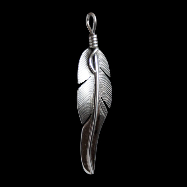 Tapered Silver Feather Pendant - Image 2