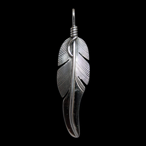 Tapered Silver Feather Pendant