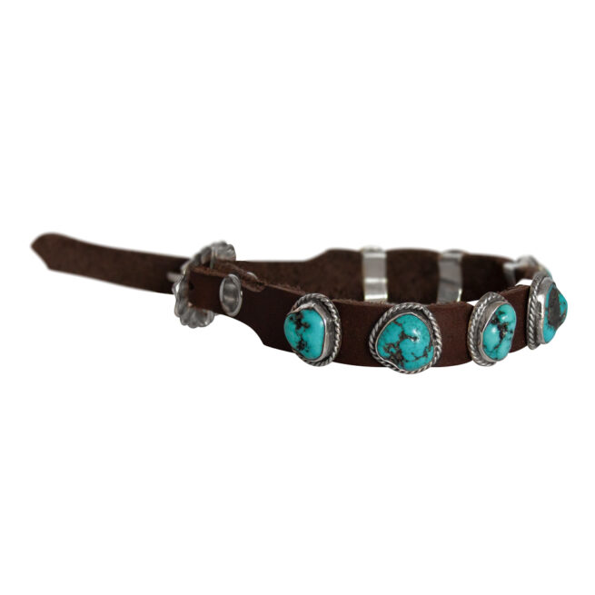 Turquoise Conchos Leather Bracelet - Image 2
