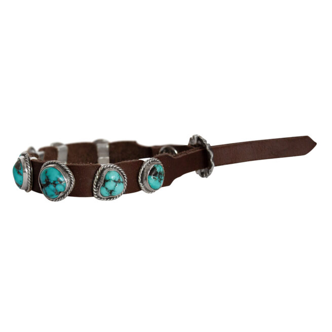 Turquoise Conchos Leather Bracelet - Image 3