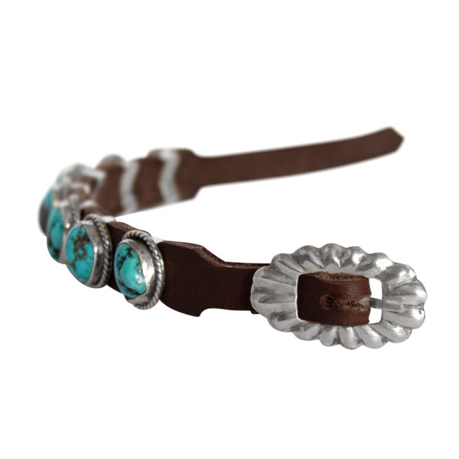 Turquoise Conchos Leather Bracelet - Image 4