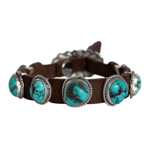 Turquoise Conchos Leather Bracelet