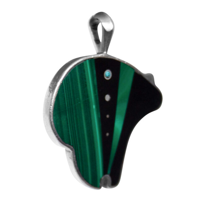 Zuni Malachite Bear Pendant - Image 2