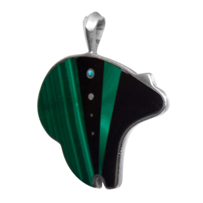 Zuni Malachite Bear Pendant - Image 3