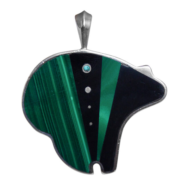 Zuni Malachite Bear Pendant