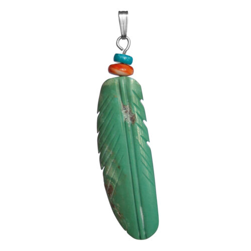 Zuni Turquoise Feather Pendant