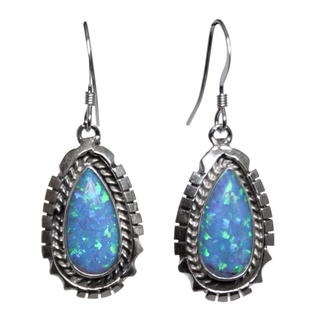 Amos Begay Blue Opal Earrings