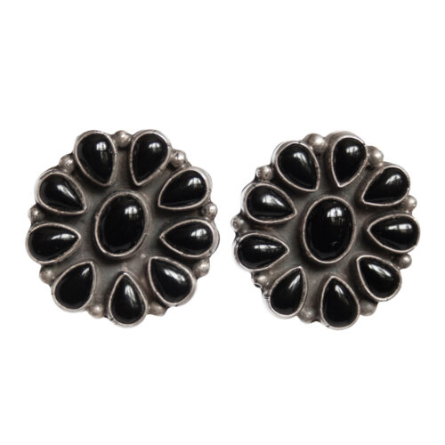 Black Jet Navajo Clip-On Earrings