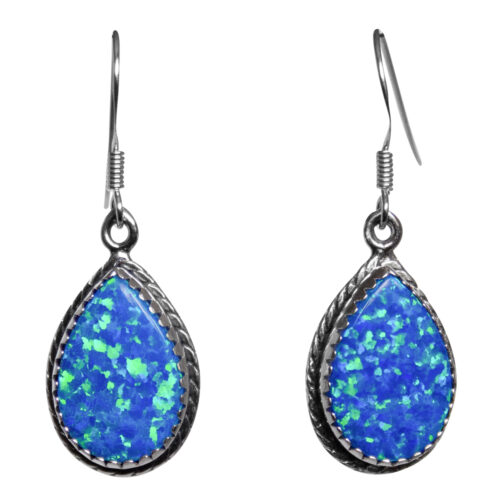 Blue Green Opal Earrings