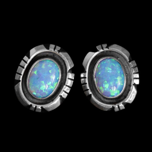 Blue Opal Amos Begay Earring Studs