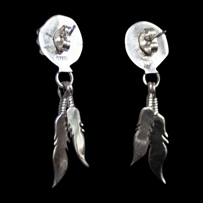 Blue Opal Double Feather Earrings - Image 4