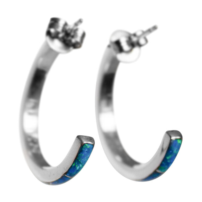 Blue Opal Hoop Earrings - Image 4