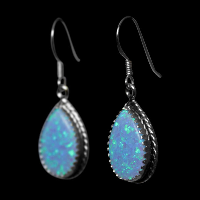Blue Opal Teardrop Earrings - Image 3