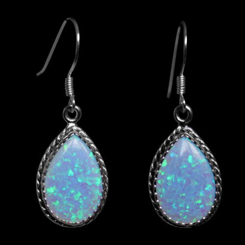 Blue Opal Teardrop Earrings