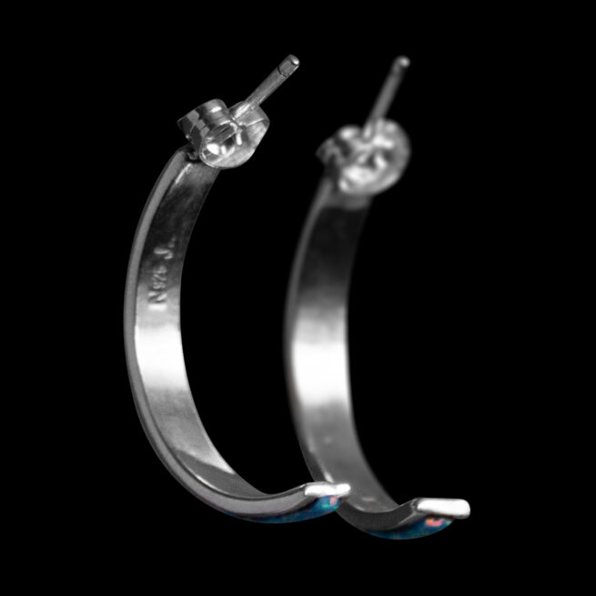 Blue Opal Zuni Hoop Earrings - Image 4