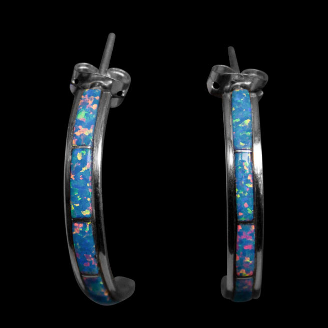 Blue Opal Zuni Hoop Earrings - Image 2