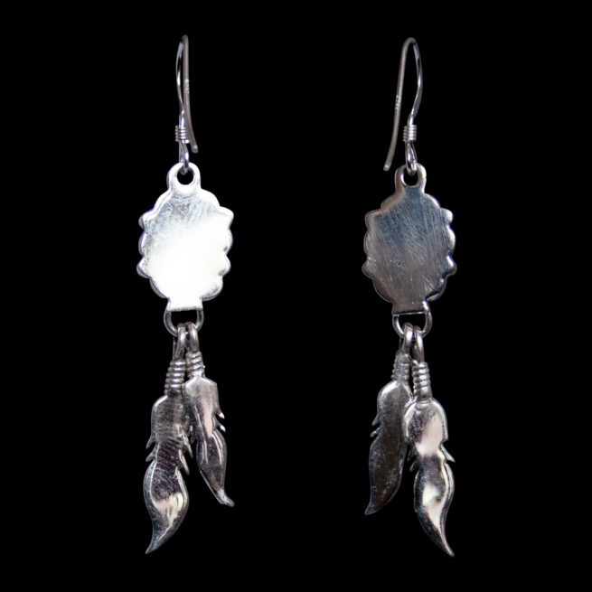 Double Feather White Opal Earrings – Image 4