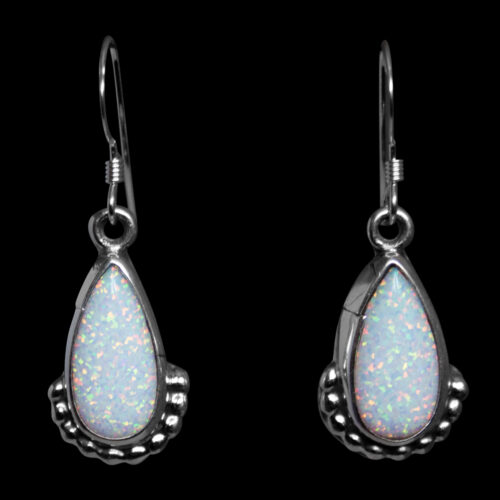 Native American White Opal Teardrop Earrings
