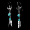 Navajo Silver Buffalo Turquoise Earrings - Image 3