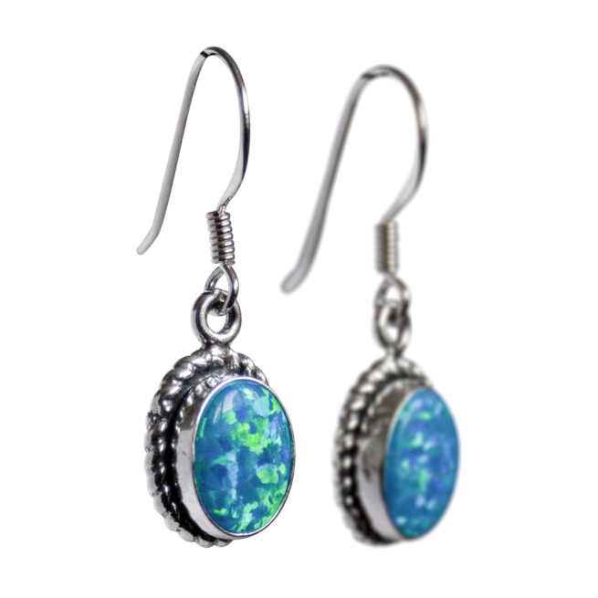 Opal Earrings Twisted Rope Setting - Image 2