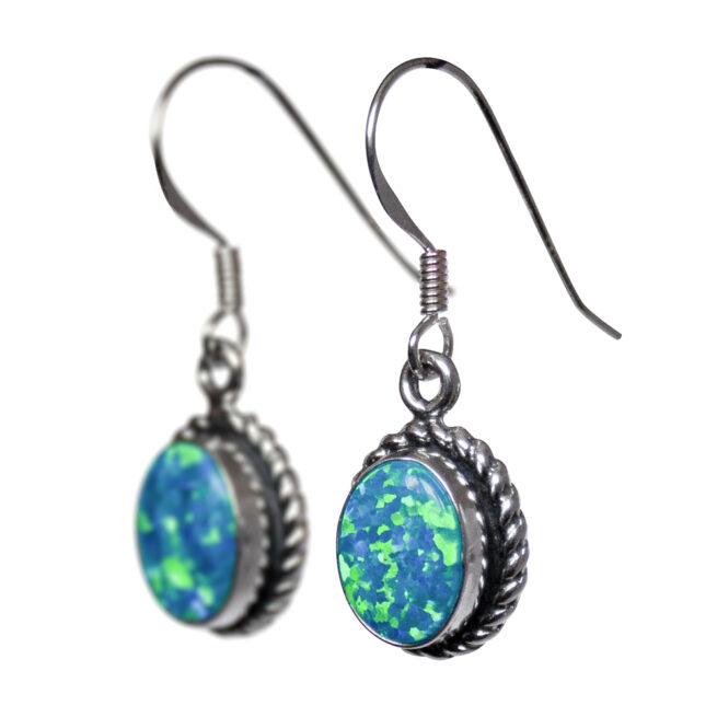 Opal Earrings Twisted Rope Setting - Image 3